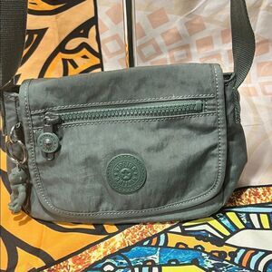 Kipling Gleaming Green Crossbody Bag with Charm